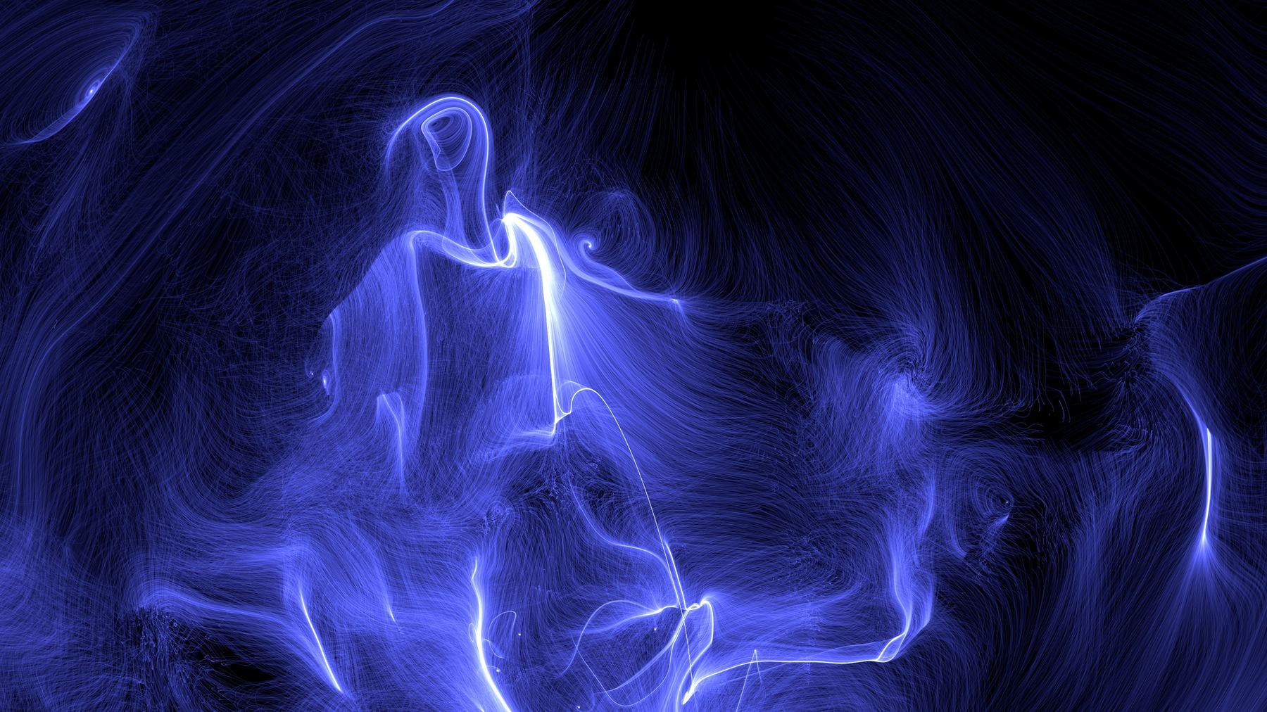 Infinite Space — abstract plasma field, blue energy structures